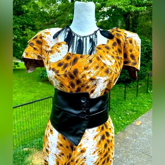 Vintage 1980’s Animal Print Unique Skirt Set Size L - Picture 4 of 9
